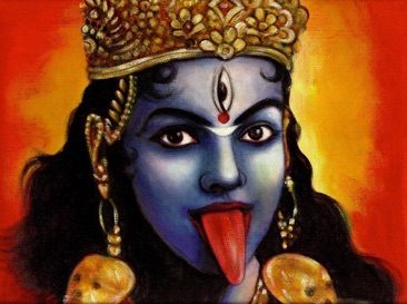Kali (the blck one) the Destroyer of all  forms and the queen above the time